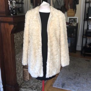 Zara Trafaluc Ivory Faux Fur Coat